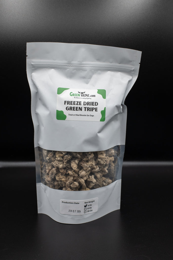 freeze-dried green tripe, meal topper, raw dog food treat