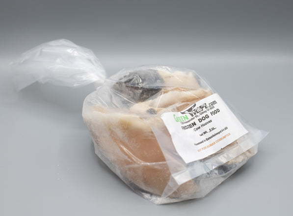 Three cow hooves per bag. This is a raw dog chew treat