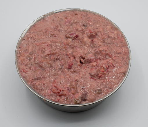 A bowl of raw beef pancreas, used medicinally for EPI pets